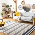 thumbnail image 2 of SAFAVIEH Striped Kilim Cailyn Striped Cotton Area Rug, Ivory/Navy, 7' x 7' Square, 2 of 10