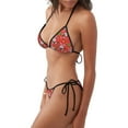 thumbnail image 5 of Salouo Cute Christmas Bunny Pattern Women's Sexy Bikini Set,String Two Piece Swimsuit V Neck Swimwear Self Tie Spaghetti Straps Bathing Suits -XX-Large, 5 of 6