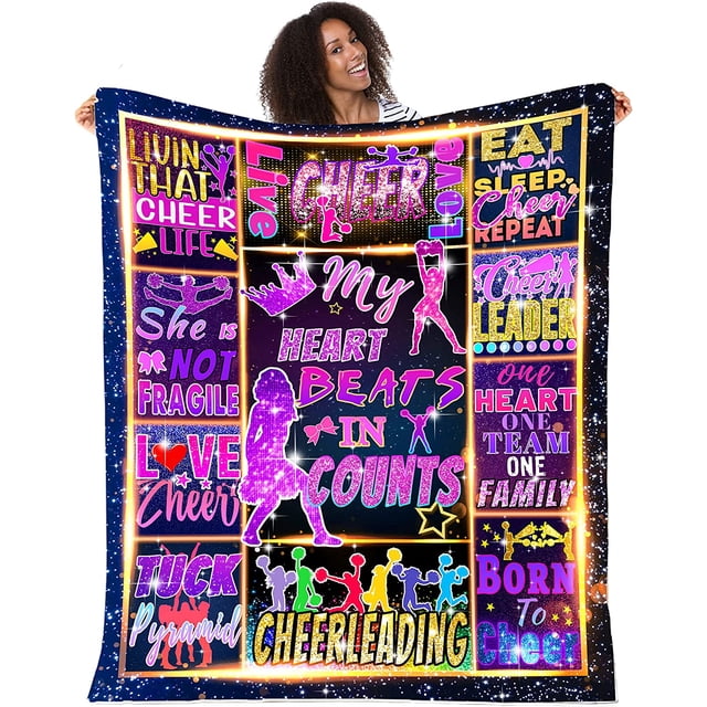 LHSHID Cheerleaders Blanket for Girls Cheerleading Gifts Throw Blanket Ultra Soft Cheer Blanket Comfortable Flannel Blankets Birthday Christmas Gift for Teens Kids Blanket 50x60in