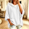 thumbnail image 4 of Inverlee Waffle Knit Short Sleeve Hoodies for Women Oversized Drop Shoulder Pullovers Pockets Solid Loose Casual Hooded Tops White S-XXL, 4 of 7