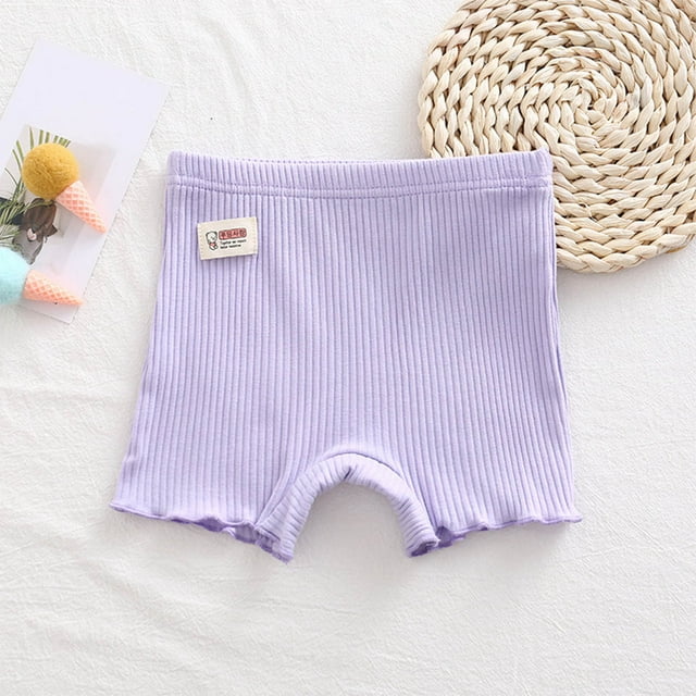 MKOSPLRT Ribbit Knit Shorts for Toddler Girl High Waist Stretch Shorts Basic Solid Color Summer Shorts Cute Lettuce Leggings for 2-10Y