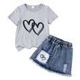 thumbnail image 4 of larppty Girls Clothes 2 Piece Cherry Print Short Sleeve Top & Ripped Jeans Set Girls Summer Outfits for 6-12 Years(2-3 Years), 4 of 4
