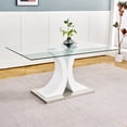 thumbnail image 3 of Sumdeal Glass Dining Table Set for 4,Glass Top White Silver Base Dining Table with 4 Gray Chairs, Kitchen Dining Table and Chairs Set of 4, Modern Dining Set for Dining Room, 3 of 7