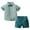 Green A, variant on Boys Suit,Boys Summer Outfits,Boys' Fashion Bow Short Sleeve Collar Shirt Strap Shorts Two Piece Boy's Formal Suit Pink 18-24 Months