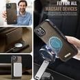 thumbnail image 5 of Wallet Case for iPhone 14, PU Leather + TPU Material, Detachable Magnetic Back Cover, RFID Blocking 3 Card Slots and 1 Cash Pocket, Kickstand Full Body Protective Phone Case, Coffee, 5 of 13
