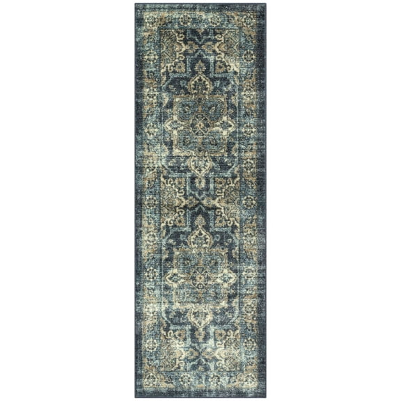 Mainstays Distressed Vintage Blue Persian Indoor Runner Rug, 2'x6'