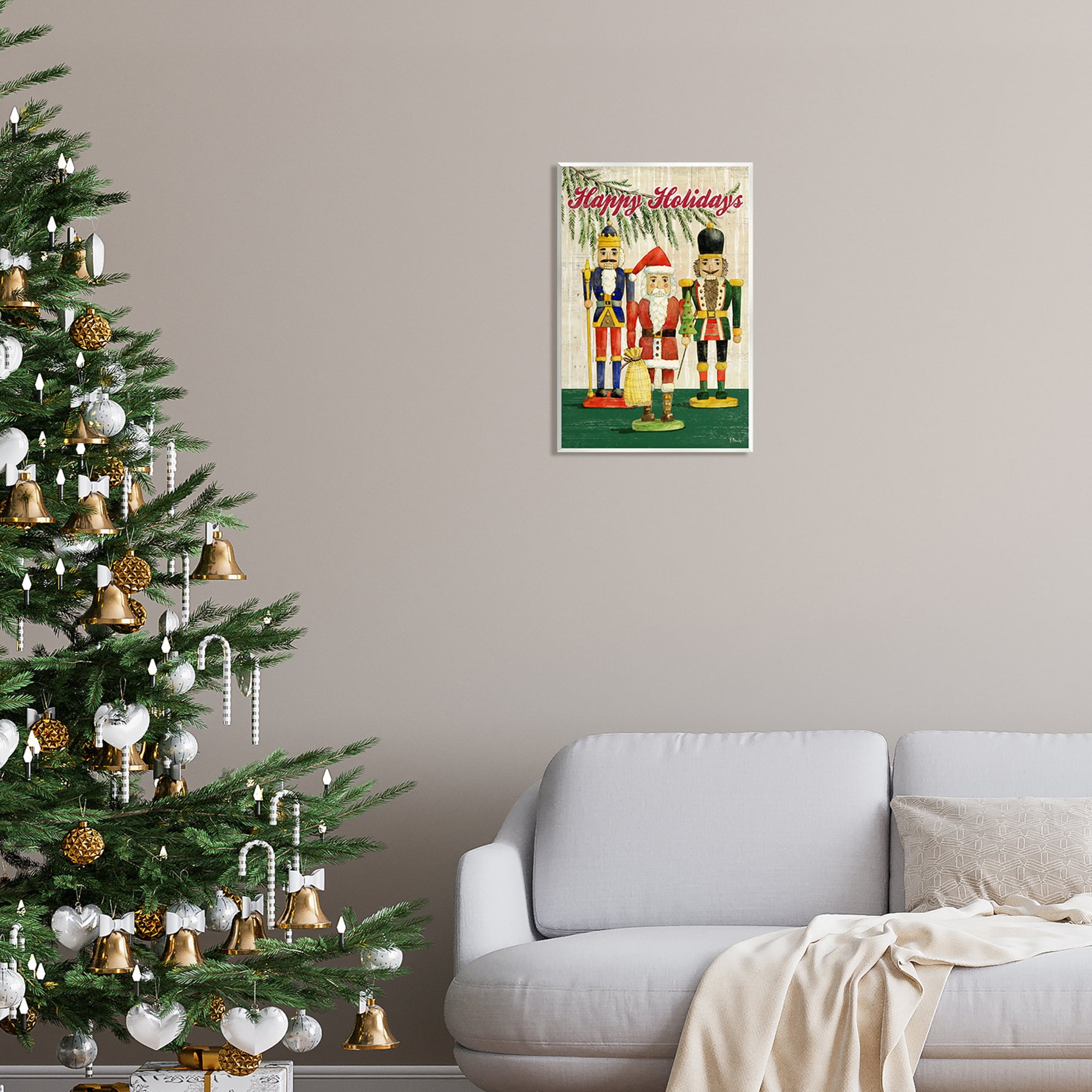 Stupell Industries Happy Holidays Nutcrackers Holiday Painting Unframed Art Print Wall Art, 13 x 19