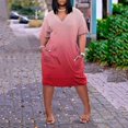 thumbnail image 1 of Robes Africaines pour Femmes Robe d'Été pour Femmes Grande Taille Col en V Manches Courtes Longueur Genou avec Poche Robe Décontractée, 1 of 4