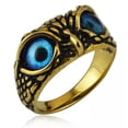 thumbnail image 3 of K-KED Personalized Vintage Halloween Owl Stainless Steel Glasses Rings Size 6-13-6-Gold-Green, 3 of 8