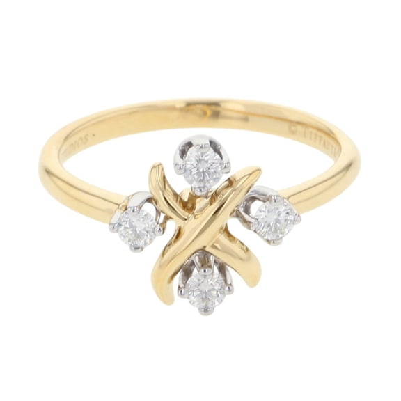 Pre-Owned Tiffany & Co. Jean Schlumberger Diamond Ring, 4P, 18K Yellow Gold, Platinum, Size...