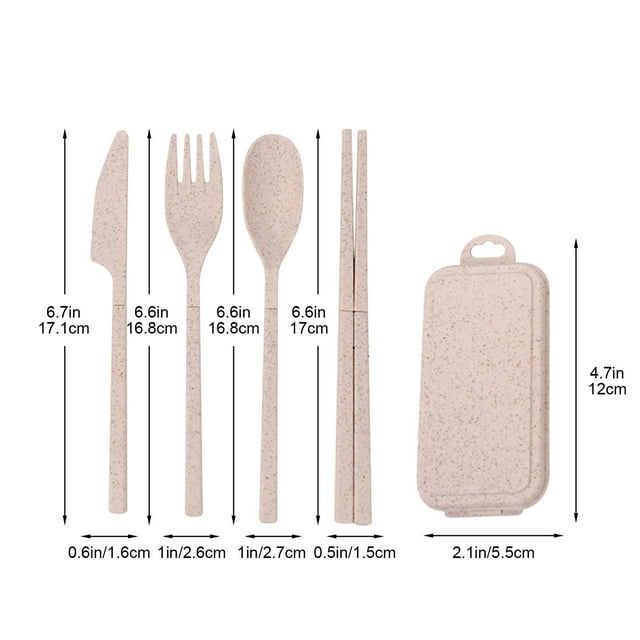 Travel Cutlery Set With Detachable Stainless Steel Knife Spoon Fork Chopsticks In Portable Case For College Students And Camping