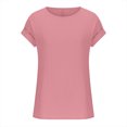 thumbnail image 6 of Fesfesfes Womens Summer Tops Women's Summer Color Round Neck Ripple Pattern Temperament Short Sleeve Women's T-Shirts 8(L), 6 of 6