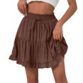 thumbnail image 1 of Falda lisa con cordones para mujer, falda de cintura alta, falda plisada con volantes, 1 of 4