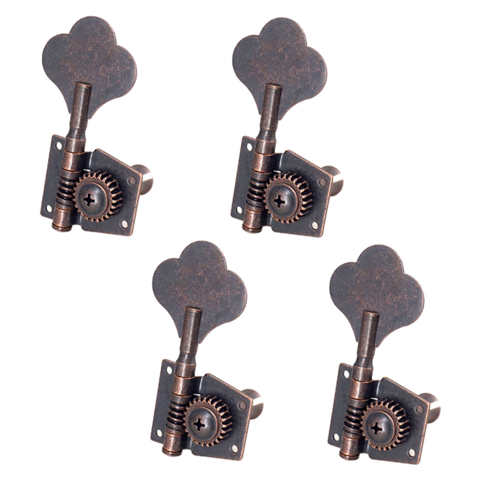 LeeQinersw 4 Open Bass Tuning Pegs Electric Bass Tuning Pegs Machine Heads Knobs Metal Bass 4R Red Bronze