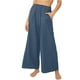 thumbnail image 1 of Pantalones de pierna ancha para mujer, elásticos, de cintura alta, holgados, de Color puro, informales, con bolsillos, para primavera y verano, 1 of 6