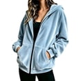 thumbnail image 2 of Velvet Jacket Women Fall Winter Long Raglan Sleeve Casual Zip Up Hoodie Sweatshirt with Pockets Coat Outerwear, 2 of 6