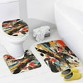 thumbnail image 4 of Abstract Oil Painting Bathroom Sets with Shower Curtain And Rugs, Incl with 12 Hooks，Toilet Lid Oval Rug, 4 of 8