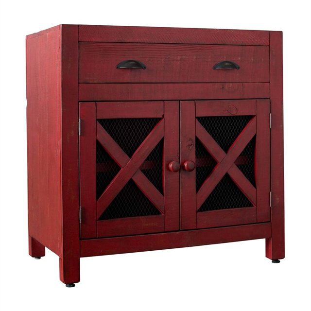 Picket House Furnishings Rylan Poitrine d'Accent 2 Portes en Rouge
