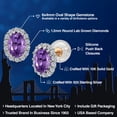 thumbnail image 2 of Gem Stone King 10K Solid Gold Post & Sterling Silver Purple Amethyst and Lab Grown Diamond Halo Earrings for Women | 1.12 Cttw | Gemstone February Birthstone | Oval 6X4MM, 2 of 6
