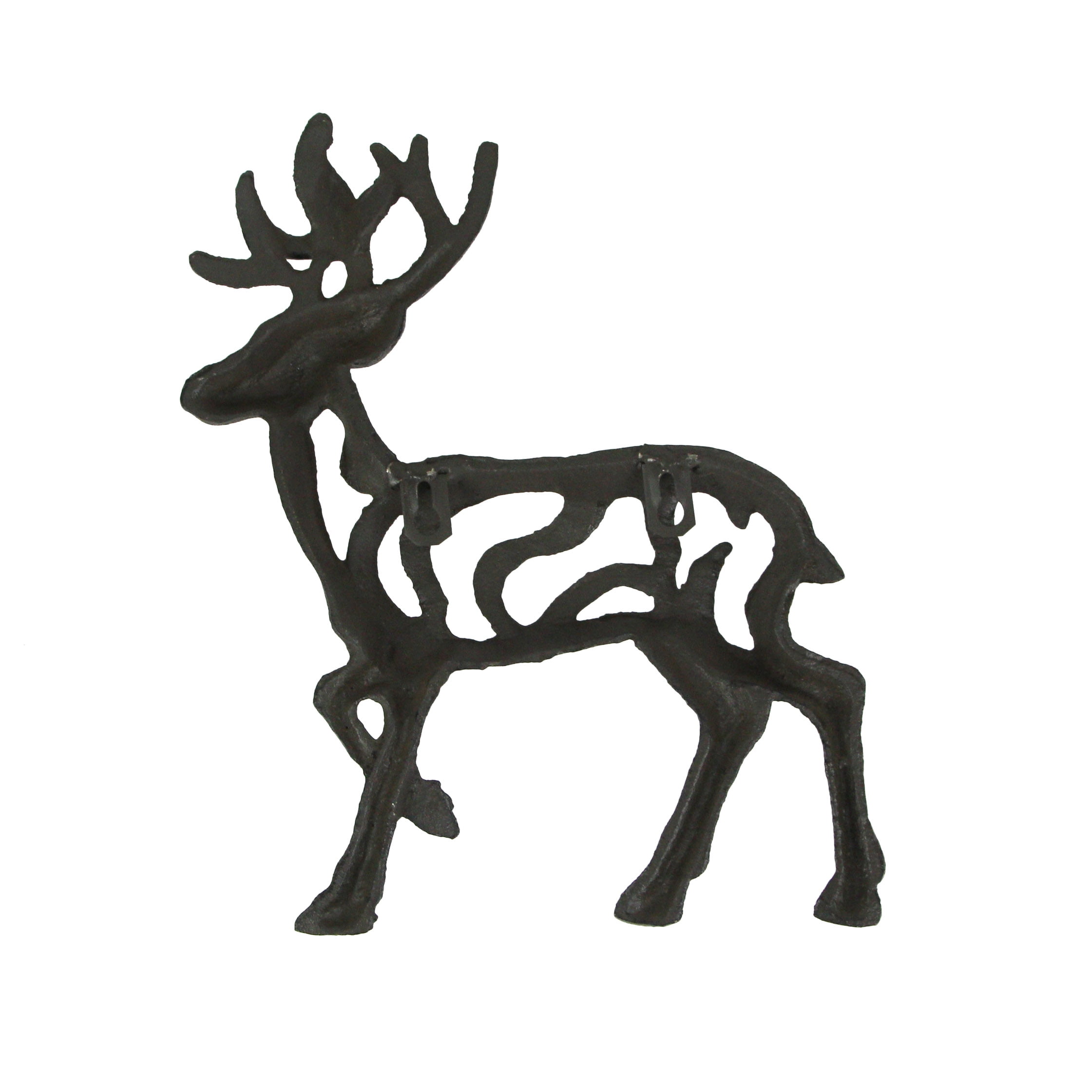 Rustic Brown Cast Iron Open Work Deer Wall Hanging 11.5 Inches High Buck Stag 