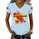 thumbnail image 1 of Women's Germany Football Graphic T-Shirt, V-Neck Casual Letter Print T-Shirt, Fashion Short Sleeve Graphic Tee, Summer Daily Lightweight Tops for Soccer Tournament 2026 Light Blue Size: L, 1 of 4