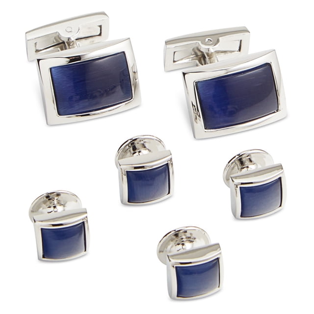 Ryan Seacrest Mens Rhodium Rectangle Shape Cufflinks, Metallic, One Size