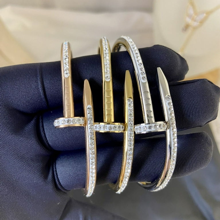 FODIMON Women Gold Plated Stainless Steel Nail Bracelets