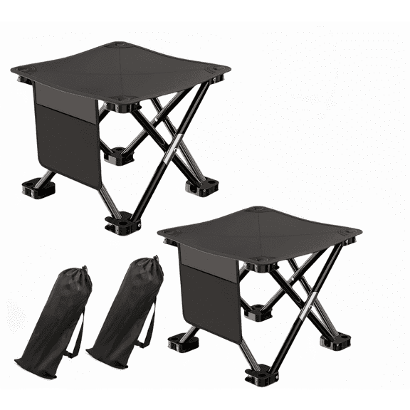 Portable Camping Stool 13 Inch Foot Rest for Outdoor Gardening, Beach Walking & Fishing, Lightweight Camp Stool for Adults, Foldable 2-Pack