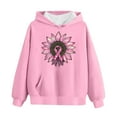thumbnail image 4 of Thetops Little Girls Breast Cancer Awareness Hoodie, 5-6T Pink - Sunflower & Leopard Print Pink Ribbon, Soft Stretch Polyester Spandex, 4 of 5
