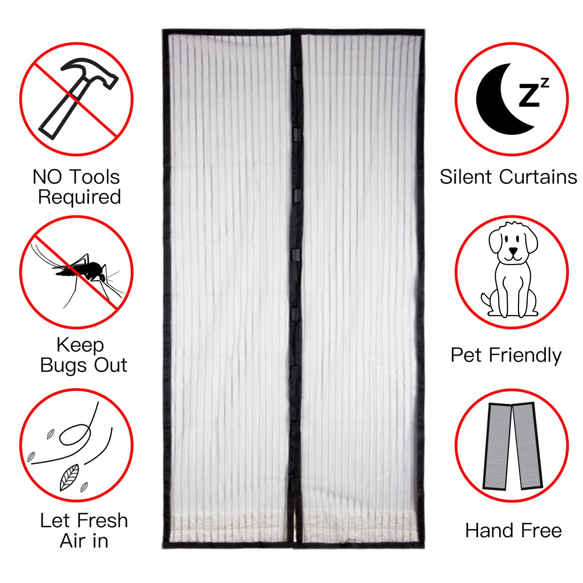 Screen Door Mesh Screen Curtain Door with Self Sealing