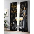 thumbnail image 4 of Sheer Curtains 84 Inches Long 2 Panels Set for Living Room, Happy New Year Semi Sheer Curtains for Windows, Cups Modern Art Voile Window Treatments Rod Pocket Curtain, 4 of 7