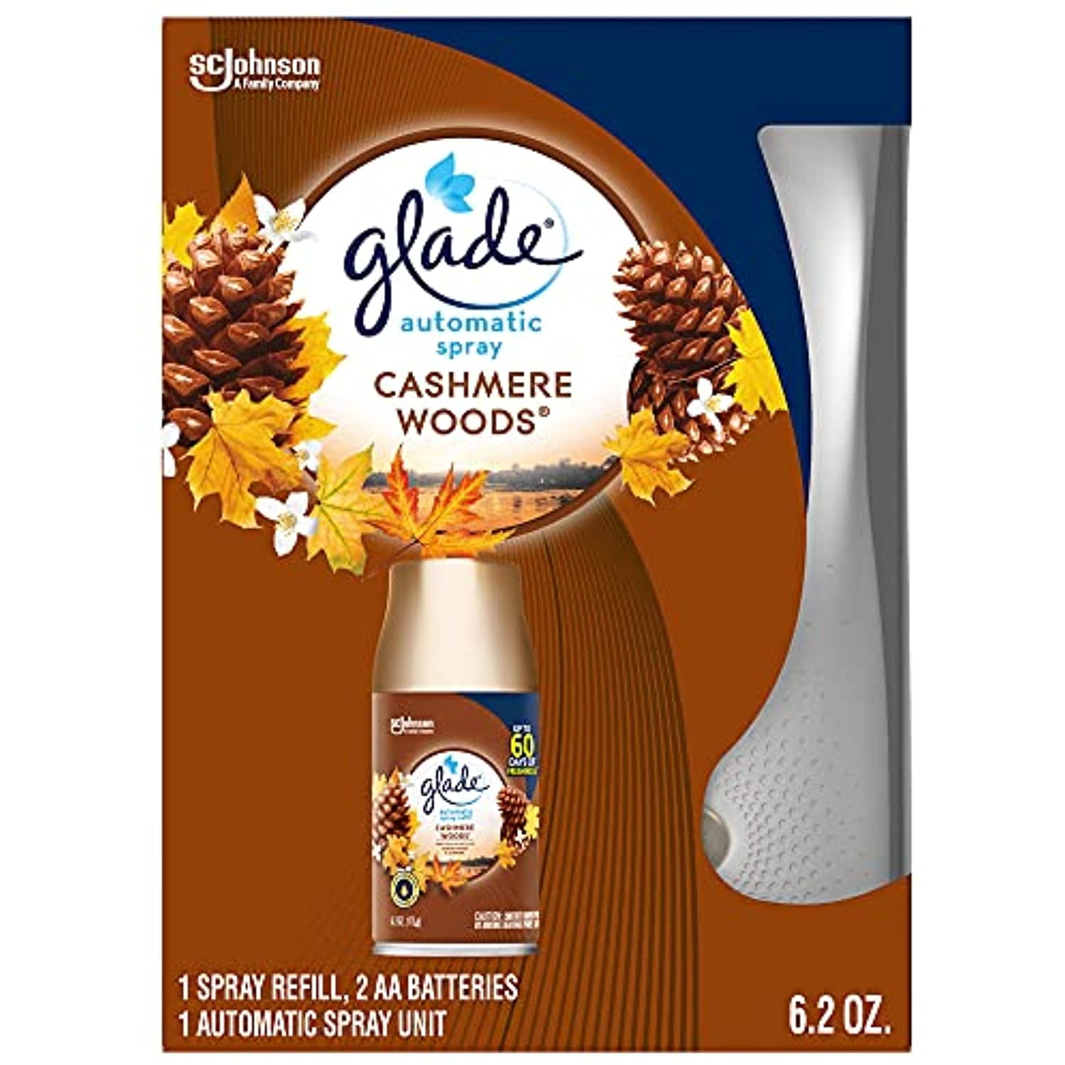 Glade Automatic Spray Refill And Holder Kit, Air Freshener For Home And Bathroom, Cashmere Woods, 6.2 Oz