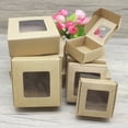 thumbnail image 4 of 10 square white/Kraft window packaging boxes with multiple sizes, wedding party gifts, handmade soap chocolate flat boxes 10x10x4cm Kraft window, 4 of 5