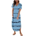 thumbnail image 1 of Mefallenssiah Robe d'Été Confortable Aguichant Mode Imprimée avec Poche Manches Courtes Col en V pour Femmes, 1 of 6