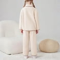 thumbnail image 3 of Jalioing Girls 2 Piece Lounge Set Cute Button Down Shirt and Pants Pajama Set Comfy Sherpa Fleece Sleepwear, 3 of 6