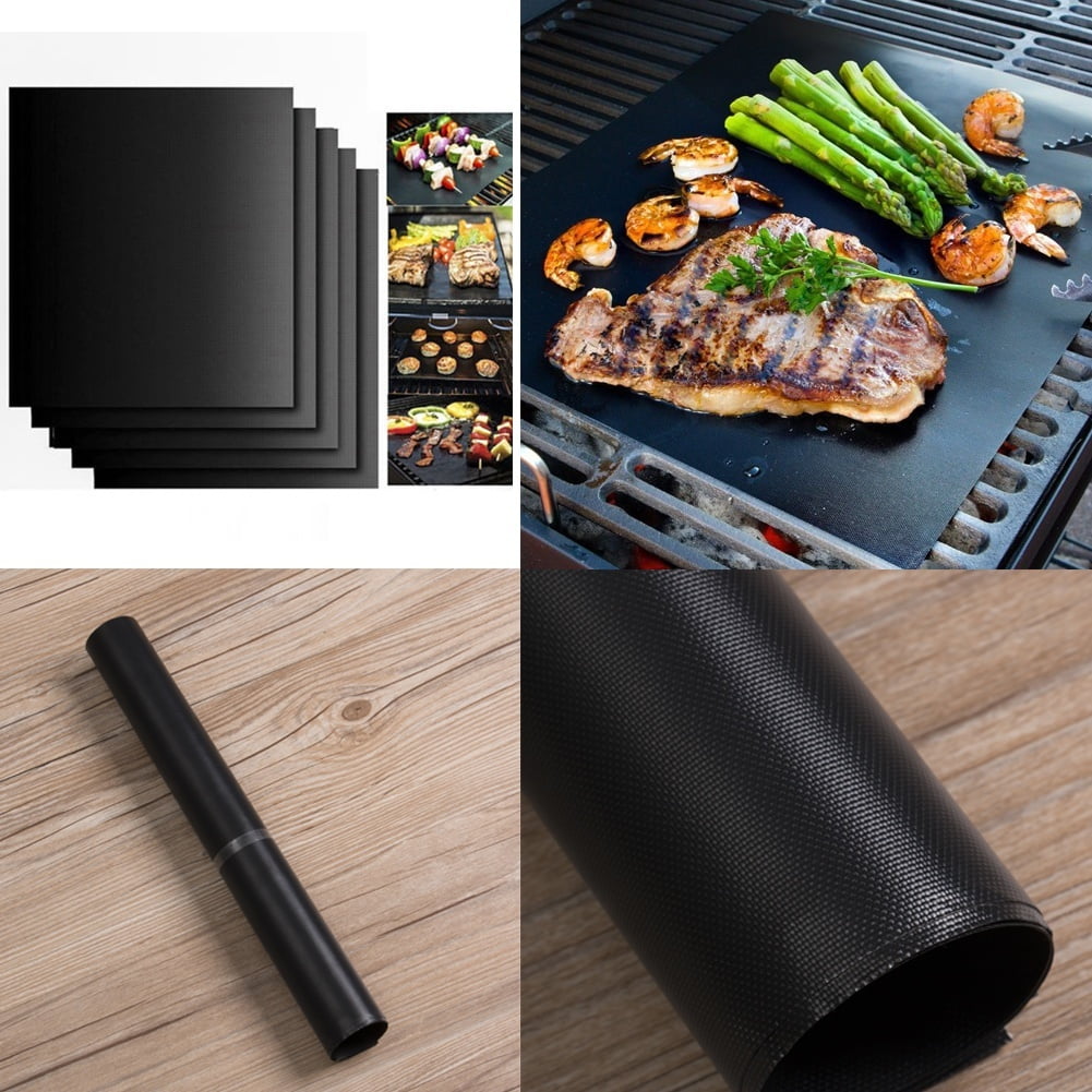 BBQ Grill Mat Set Of 2 Pack Non Stick Pad for Gas Bake Cook Grate Cover