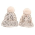 thumbnail image 4 of Awdenio Beanies Hats Mom And Baby Rhinestone Knitting Wool Hemming Hat Keep Warm Winter Ball Hat Cap, 4 of 4