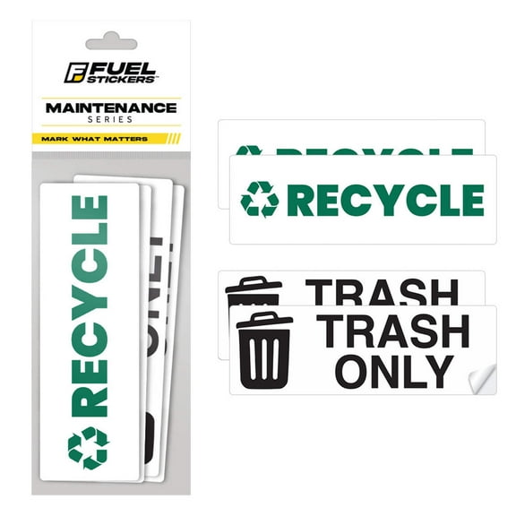 Trash Recycle Sticker Set – Heavy-Duty Trash Bin Labels | 6 x 2 | Made In USA