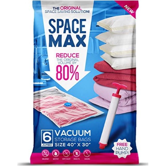 spacemax premium reusable vacuum storage bags (jumbo 6 pack), save 80