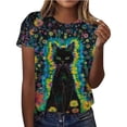thumbnail image 2 of T Shirts Women Short Sleeve Tie Dye T Shirt Animal Print Casual Loose Fit Womens Tops Multicolour L, 2 of 4