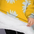 thumbnail image 3 of Oversized Wearable Blanket Hoodie,Yellow Daisy Flower White Blooms Pattern Sherpa Blanket Hoodie with Super Pockets,Super Warm Fuzzy Pullover for Women & Men, 3 of 6