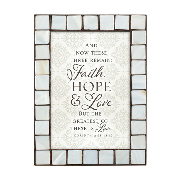 Faith Hope and Love Amber Pearlescent 5 x 7 Table Top and Wall Photo Frame