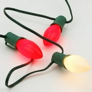 Set of 25 Opaque Red and White Candy Cane C9 Christmas Lights - 24 ft. Green Wire
