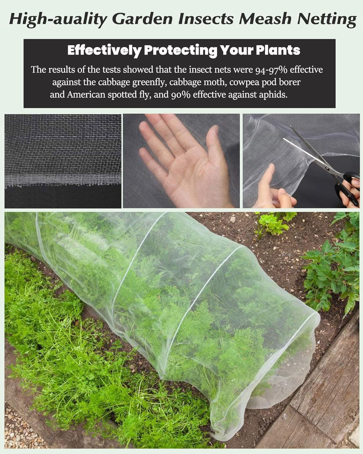 8x10Ft Ultra Fine Garden Mesh Netting Thicken Protection Netting for Vegetable Plant Fruits Health Growing, White Screen Barrier Net for Pest Bird Mosquito
