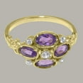thumbnail image 5 of LBG British Made 10k Yellow Gold Genuine Natural Diamond & Amethyst Womens Anniversary Ring - 33 size options - Size 5.5, 5 of 6