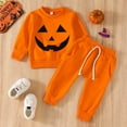 thumbnail image 2 of EnJoCho Baby Girls & Toddler Boys Hallow-een Pumpkin Print Outfits Long Sleeve Round Neck Top and Sweatpants Set Cute Unisex Clothes Comfy Wear, 2 of 9