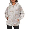 thumbnail image 1 of Sudadera con capucha deportiva de gran tamaño con estampado de hojas de arce y bolsillos para mujer nueva de otoño, 1 of 5