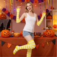 thumbnail image 5 of Dweltoz Striped Thigh High Socks for Women Extra Long Stockings with Fingerless Arm Warmer Halloween Christmas Cosplay Knitted Set, 5 of 6