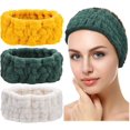 thumbnail image 1 of 3 diademas para lavado de cara para maquillaje y yoga, deportes, ducha, spa, diadema facial, diadema elástica para niñas y mujeres (blanco, amarillo, verde) ER, 1 of 4