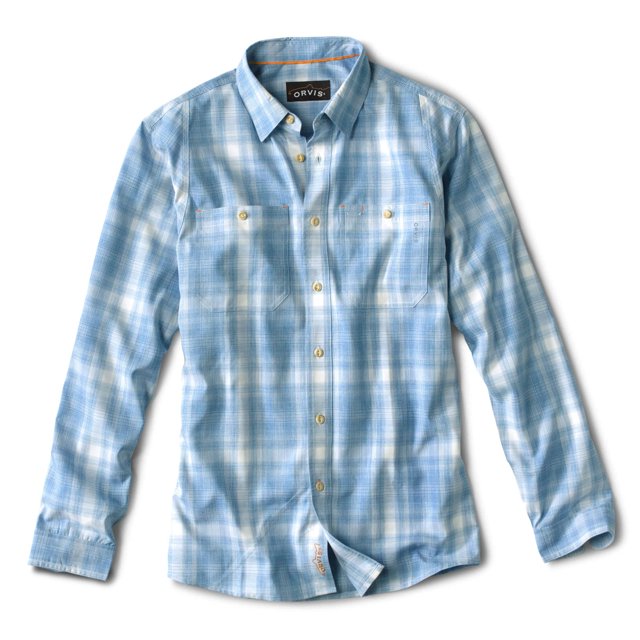 Camisa Orvis Tech Chambray de manga larga para hombre, color azul medio